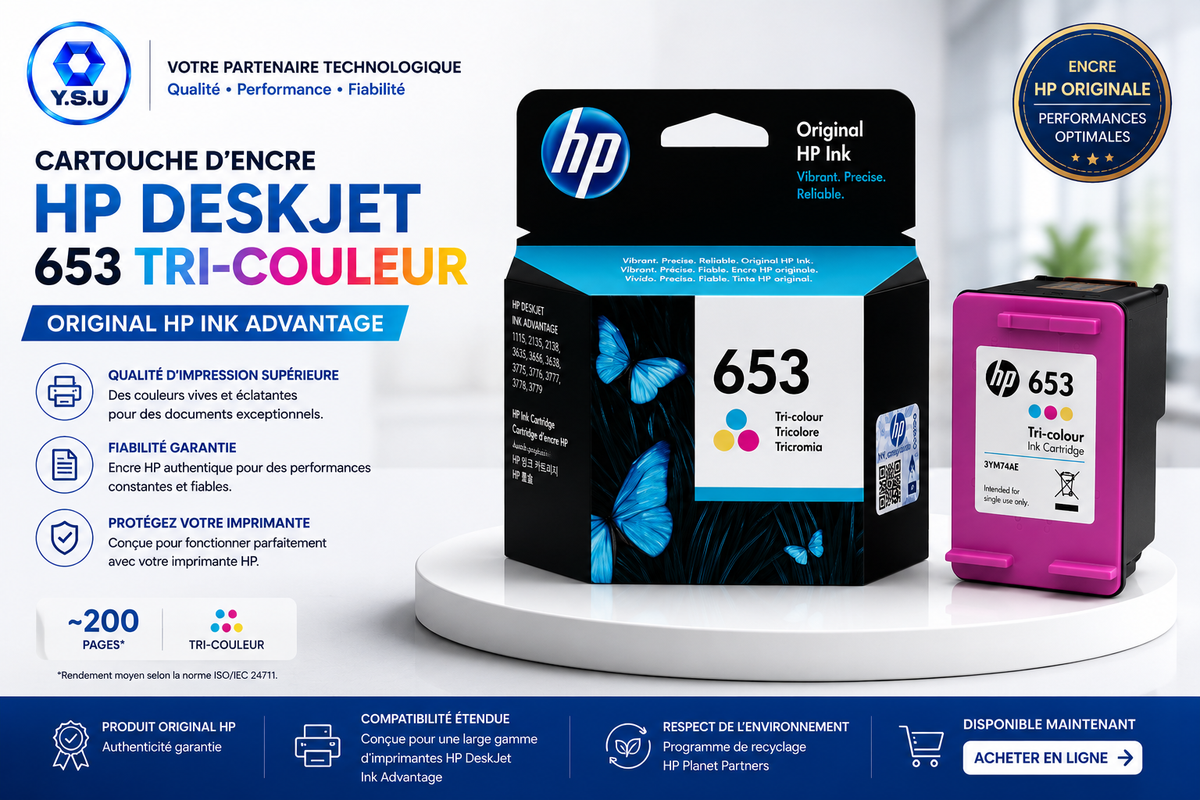 ENCRE POUR IMPRIMANTE DESKJET A JET D'ENCRE HP 653