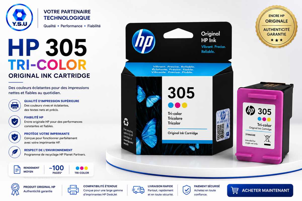 ENCRE POUR IMPRIMANTE DESKJET A JET D'ENCRE HP 305