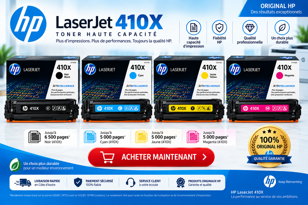 ENCRE POUR IMPRIMANTE HP TONER LASERJET 410X HAUTE CAPACITE/COULEUR
