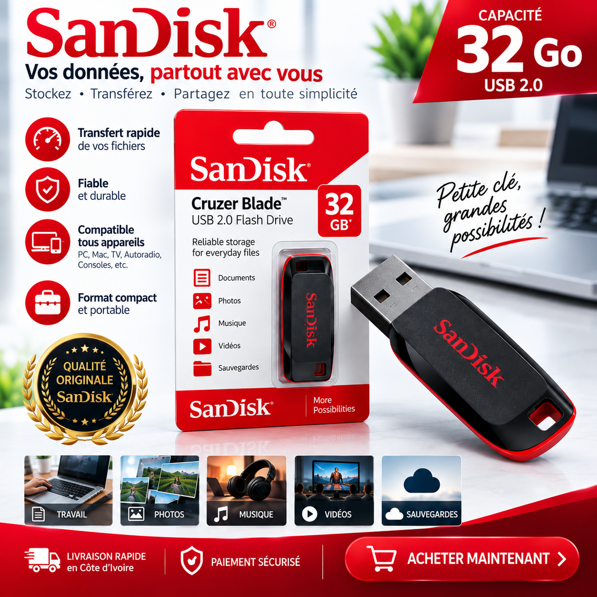 CLE USB San Disk / 32 Go