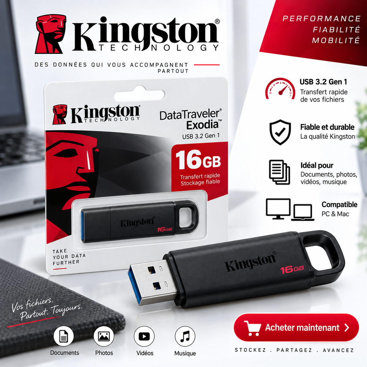 CLE USB KINGSTON / 16 Go