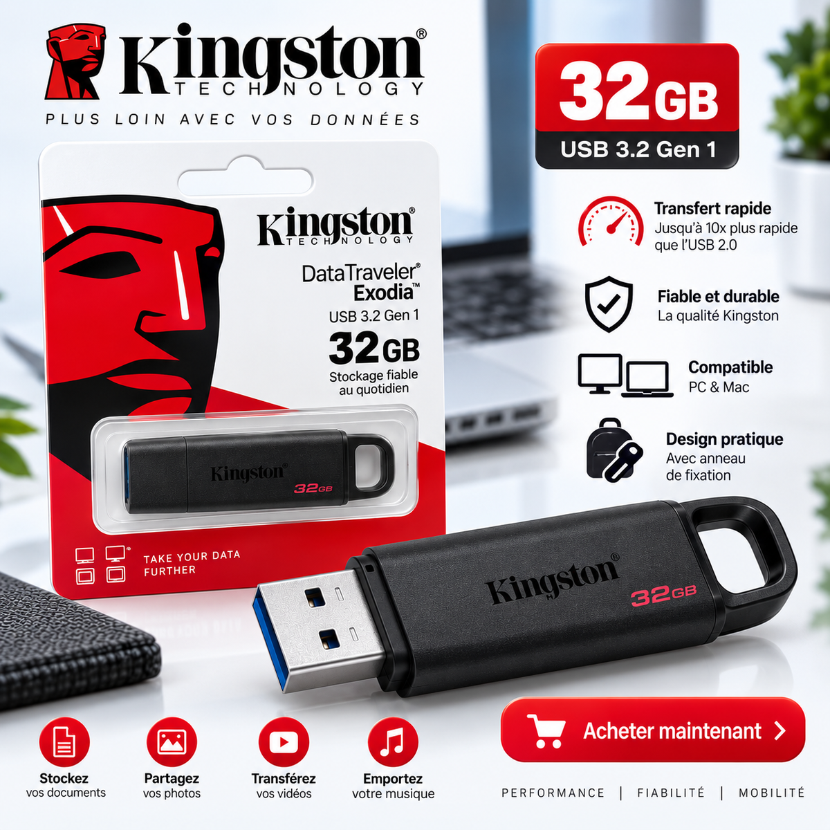 CLE USB KINGSTON / 32 Go
