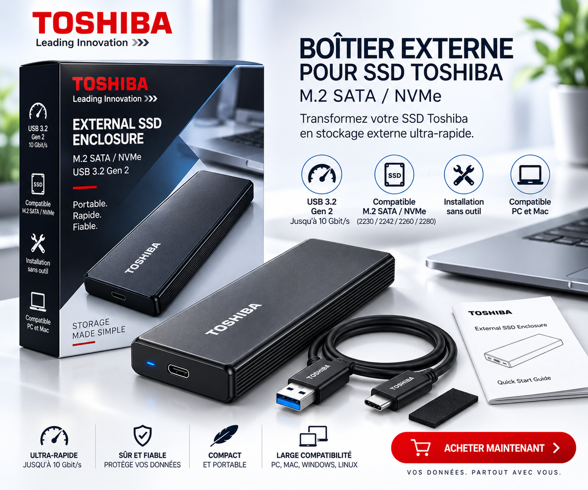 BOITIER EXTERNE POUR DISQUE DUR SSD / TOSHIBA