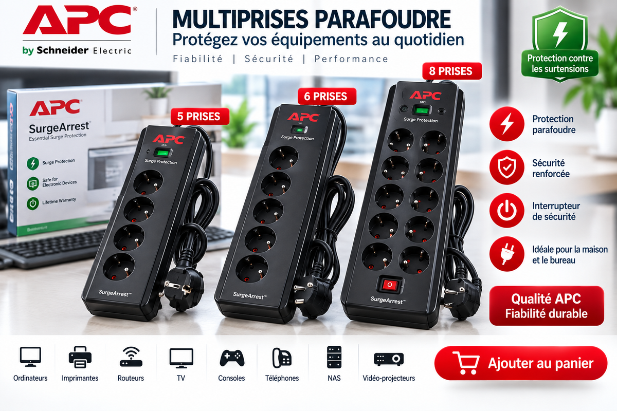 MULTIPRISES PARAFOUDRE (5 A 8 PRISES) / APC, POWER ET SOCKET