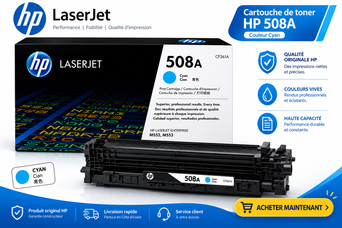 ENCRE POUR IMPRIMANTE HP TONER LASERJET 508A STANDARD/COULEUR
