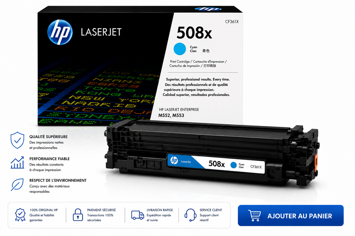 ENCRE POUR IMPRIMANTE HP TONER LASERJET 508X HAUTE CAPACITE/COULEUR