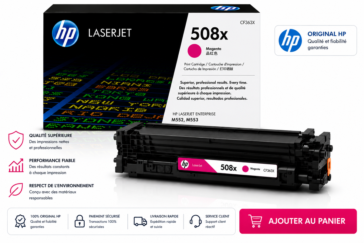 ENCRE POUR IMPRIMANTE HP TONER LASERJET 508X HAUTE CAPACITE/COULEUR