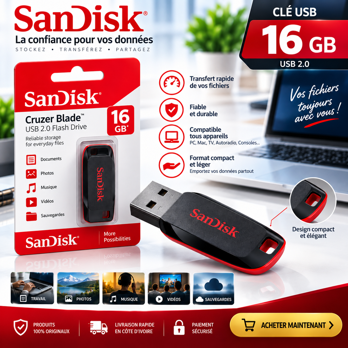 CLE USB San Disk / 16 Go
